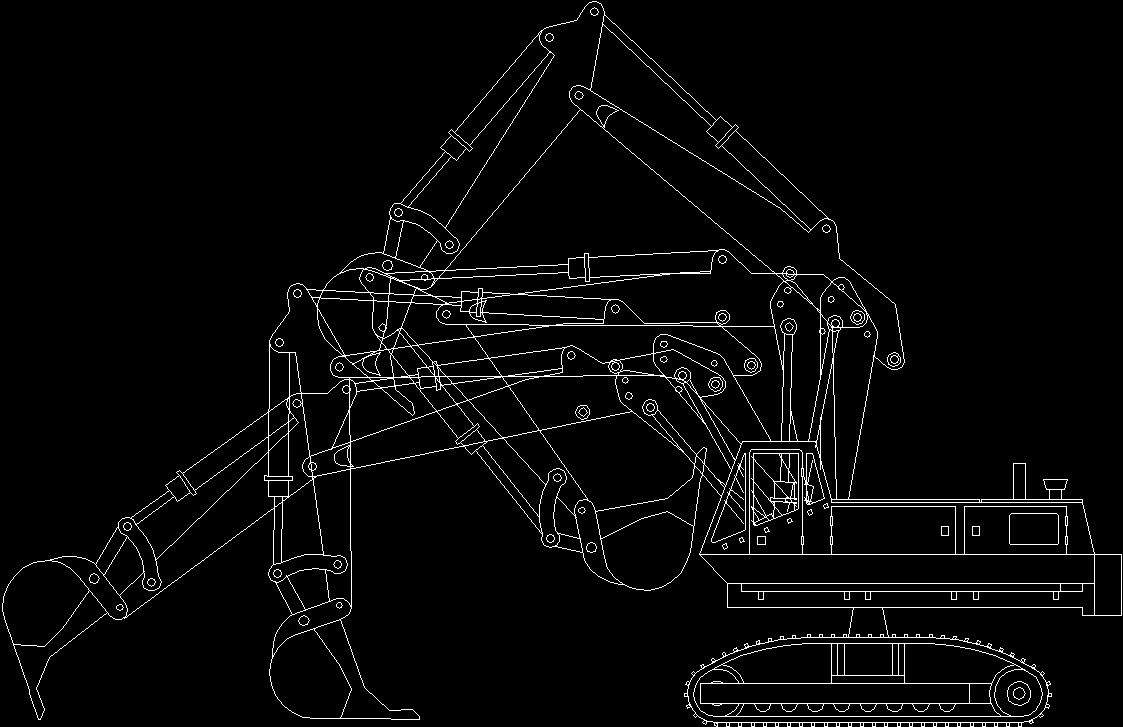 Гусеничный экскаватор чертеж dwg