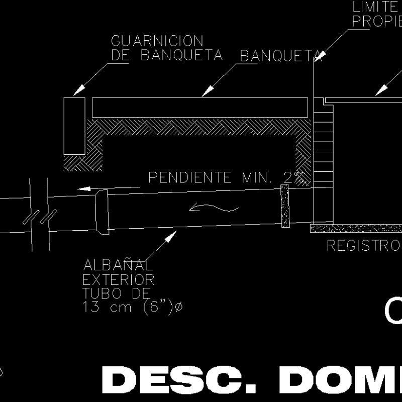 Domiciliary Discharge And Water Meter Dwg Detail For Autocad • Designs Cad