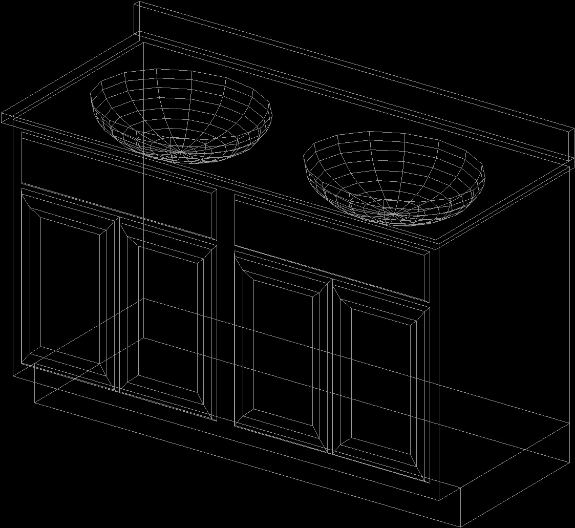Double Sink With Furniture 3D DWG Model for AutoCAD • Designs CAD