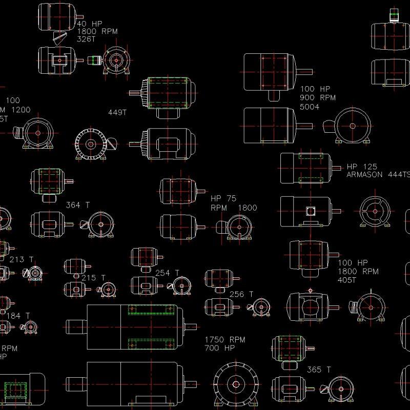Electric Motors DWG Elevation for AutoCAD • Designs CAD