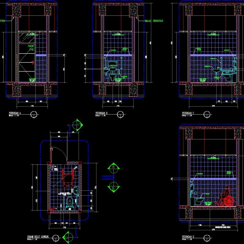 Indonesian Disable Toilet DWG Block for AutoCAD • Designs CAD