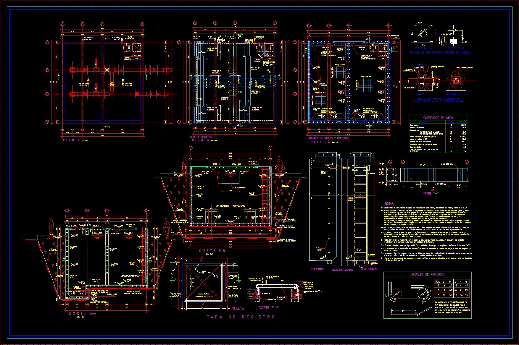 of 3d drawing 5 Structural Carcamo for Installing DWG AutoCAD Block