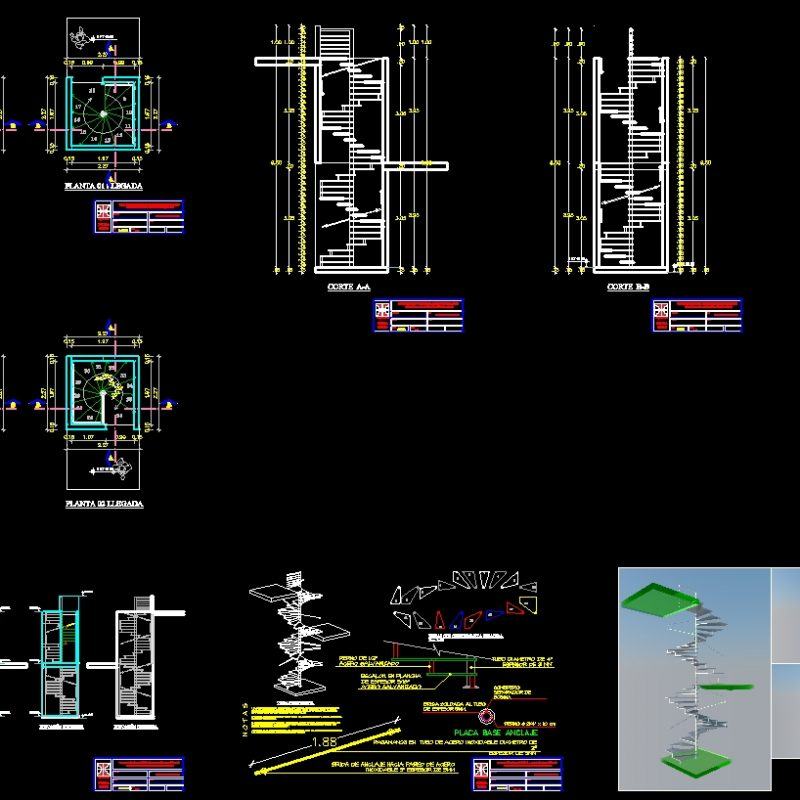 Iron Spiral Staircase DWG Block for AutoCAD • Designs CAD