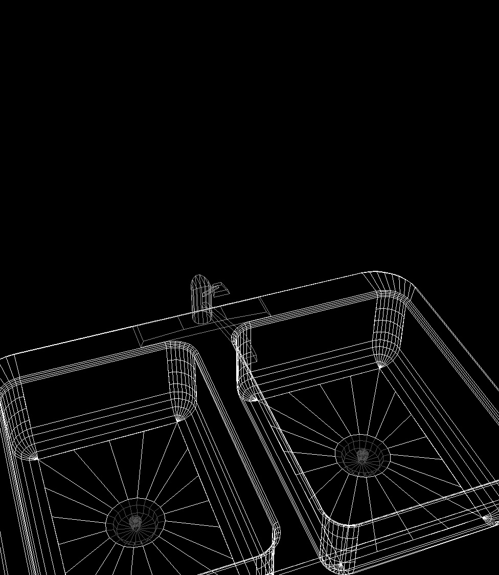 Kitchen Sink, Double In Stainless Steel DWG Block for AutoCAD • Designs CAD