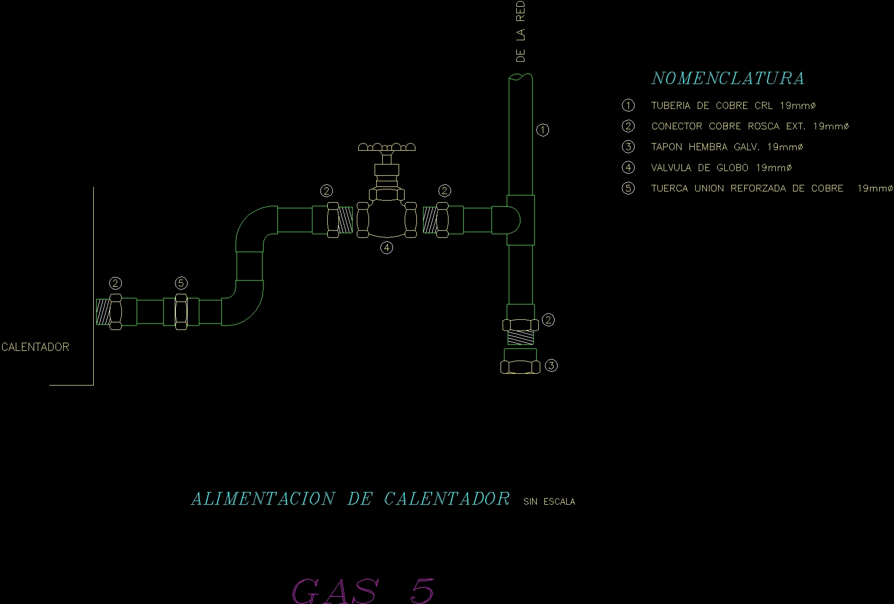 Lp Gas Connection To Heater DWG Detail for AutoCAD • Designs CAD