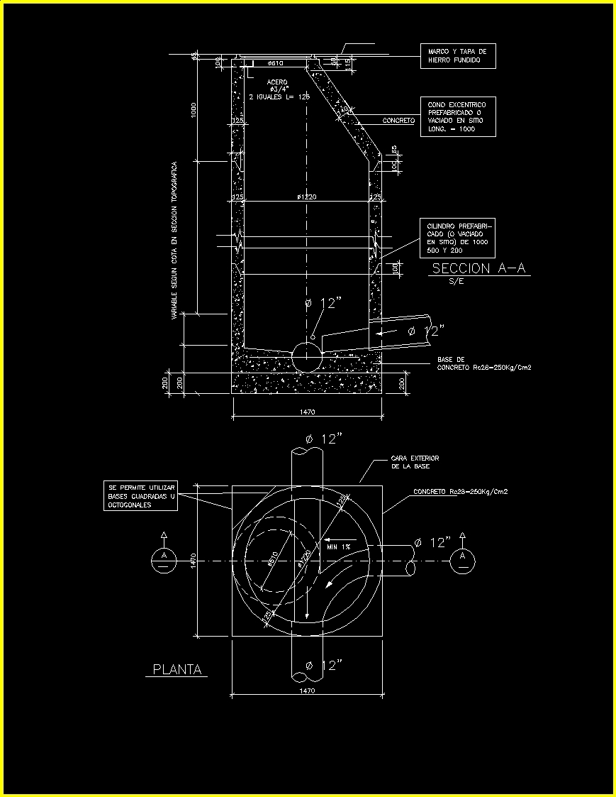 Manhole Dwg Section For Autocad • Designs Cad 3640