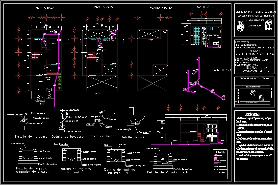 One Family Housing Plumbing Drinking Water And Drainage Dwg Block