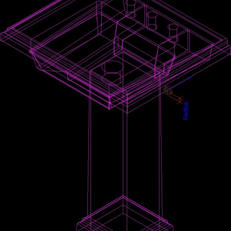 Pedestal Sink 3D DWG Model for AutoCAD • Designs CAD