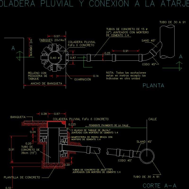 Pluvial Drainage DWG Section for AutoCAD • Designs CAD