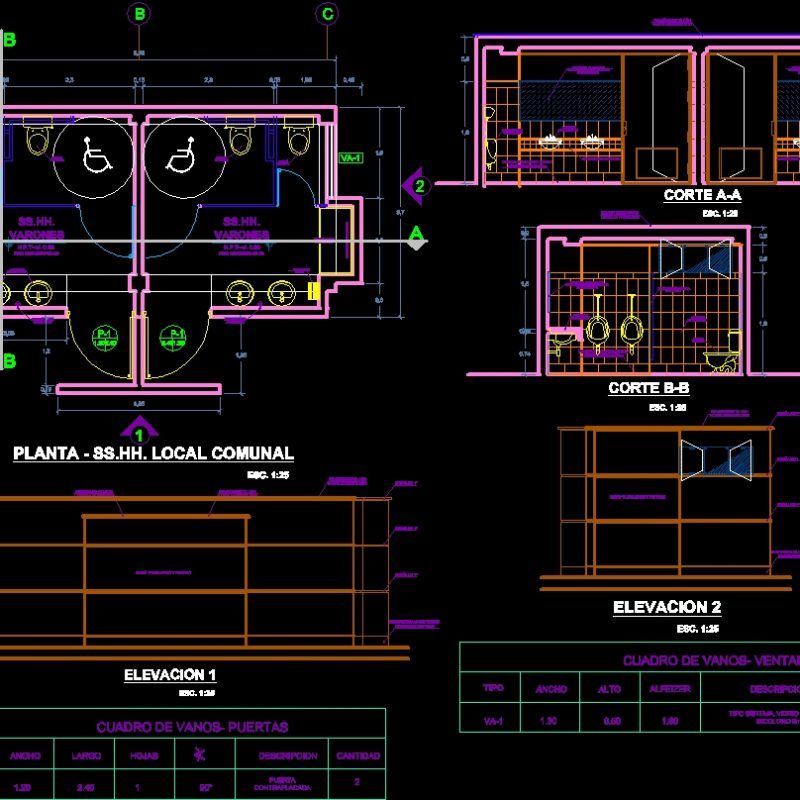 Public Restrooms DWG Block for AutoCAD • Designs CAD