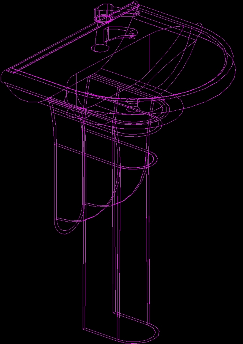 Sink Basin With Pedestal 3D DWG Model for AutoCAD • Designs CAD