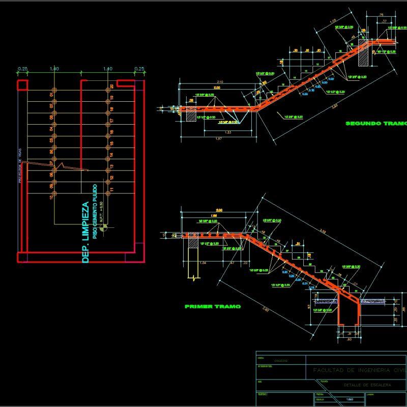 Staircase And Cutting 2D DWG Detail for AutoCAD • Designs CAD