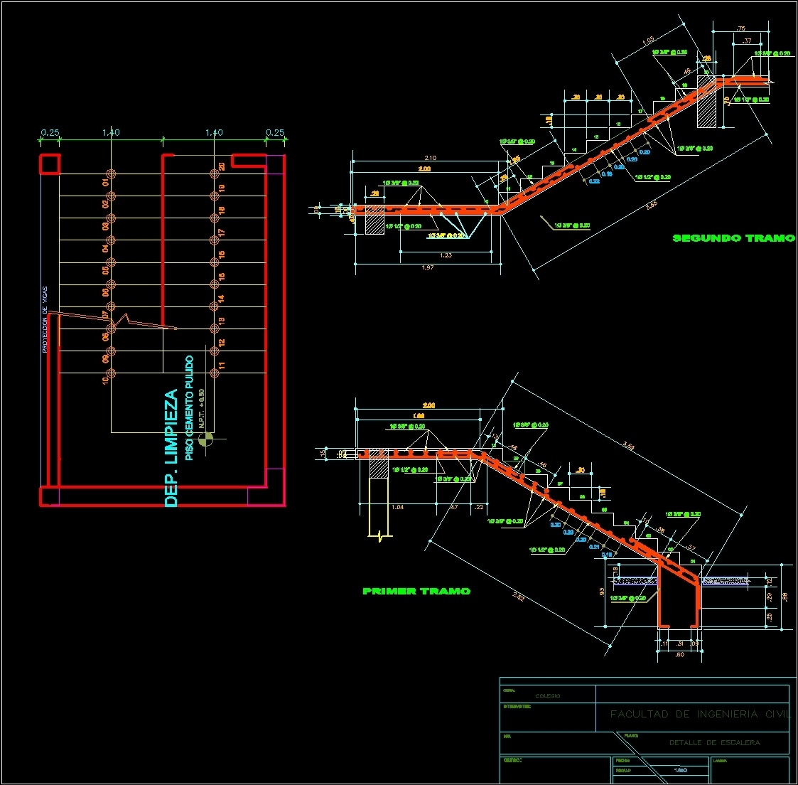 Staircase And Cutting 2D DWG Detail for AutoCAD • Designs CAD