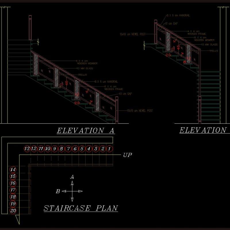 Staircase Handrail Detailing DWG Detail for AutoCAD • Designs CAD