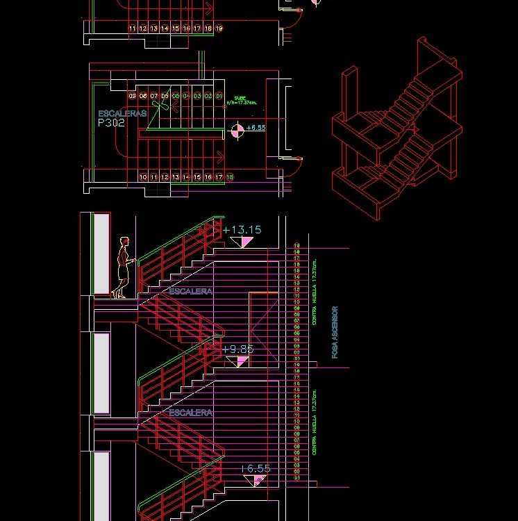 Stairs 2D DWG Elevation for AutoCAD • Designs CAD