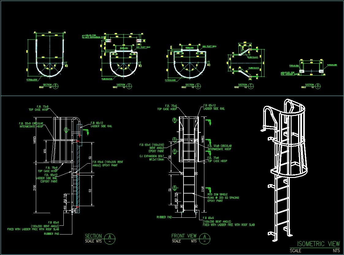 Steel Ladder Details DWG Detail for AutoCAD • Designs CAD