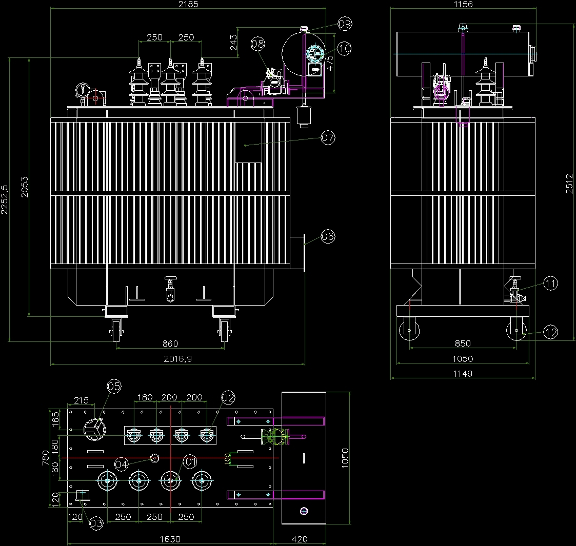 Трансформатор ТСЗ dwg