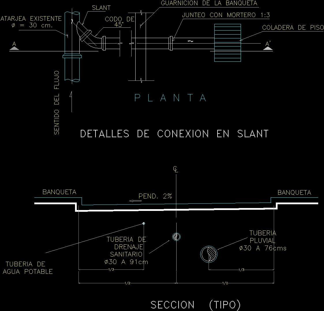 Tube Connection In Slant DWG Detail for AutoCAD • Designs CAD