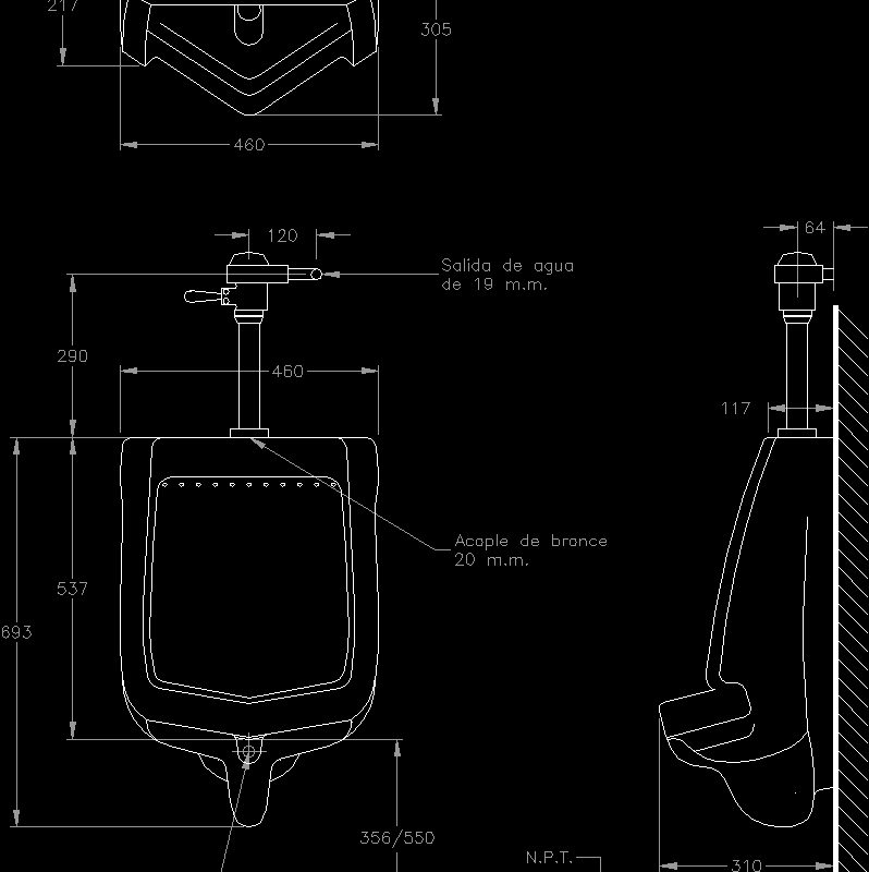 Urinal DWG Section for AutoCAD • Designs CAD