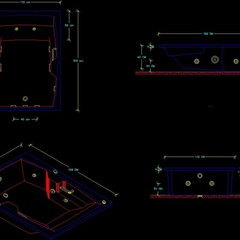 Whirlpool Tub Dwg Elevation For Autocad Designs Cad