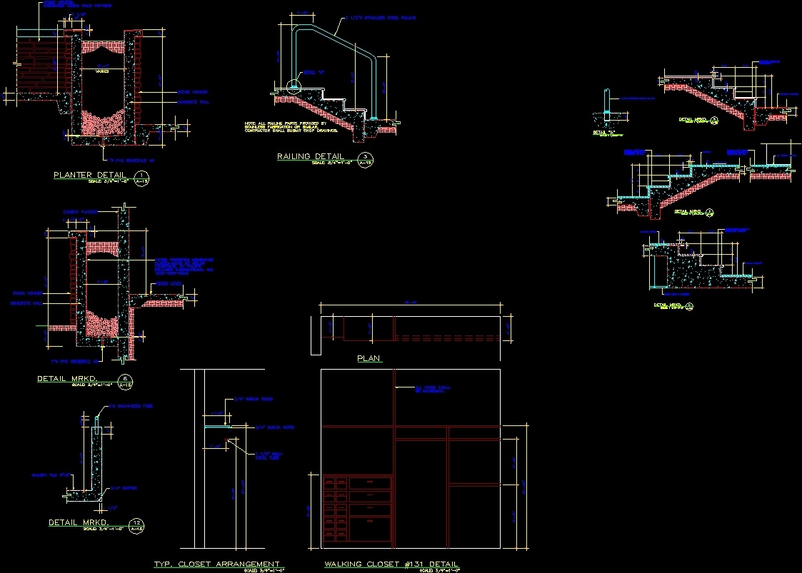 Architectural Details Stairs DWG Detail for AutoCAD • Designs CAD