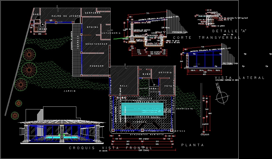 Architectural Plan For Building A Swimming Pool With Deck DWG Plan for AutoCAD • Designs CAD