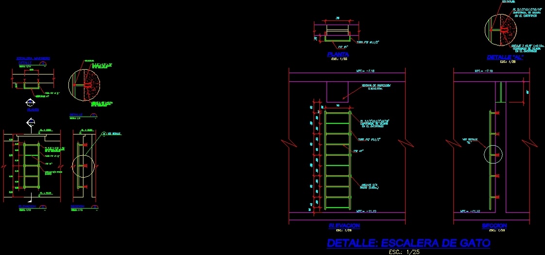 Cat Ladder, High Tank Inspection, Water Cistern DWG Block for AutoCAD