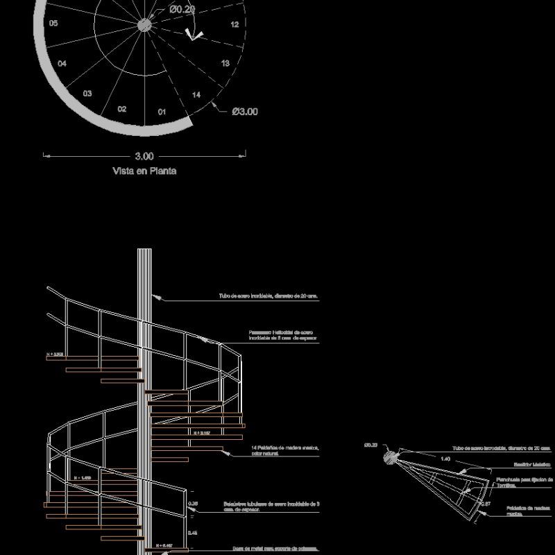 Detail Type Spiral Staircase DWG Detail for AutoCAD • Designs CAD