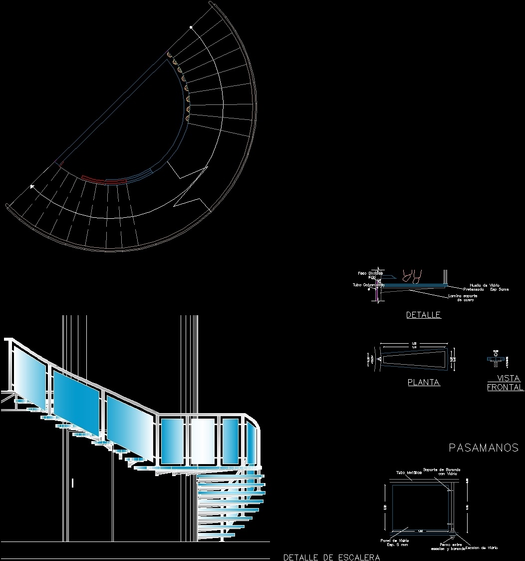 Detail Glass Stairway DWG Detail for AutoCAD • Designs CAD