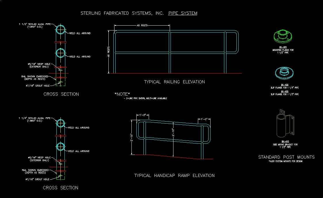 Details Railings Of Handrails DWG Detail for AutoCAD • Designs CAD