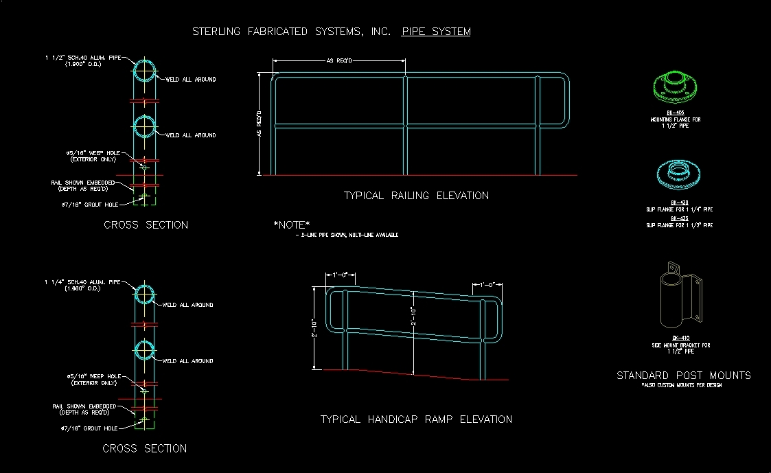 Details Railings Of Handrails DWG Detail for AutoCAD ...