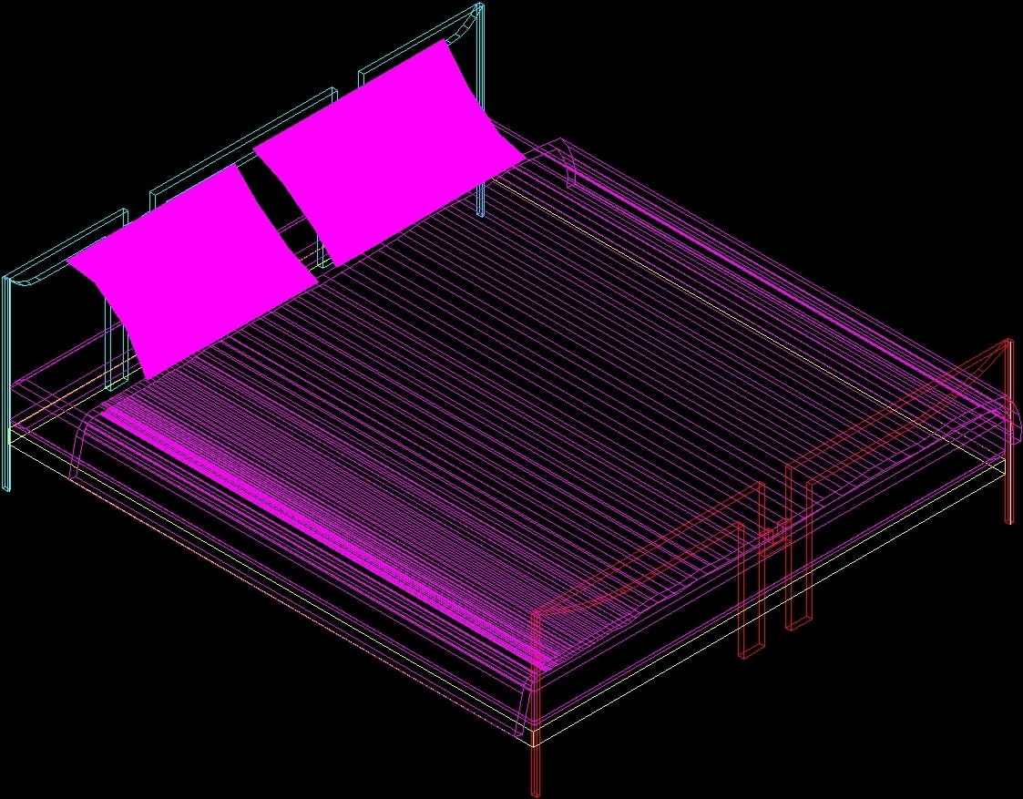 Double Bed 3D DWG Model for AutoCAD • Designs CAD