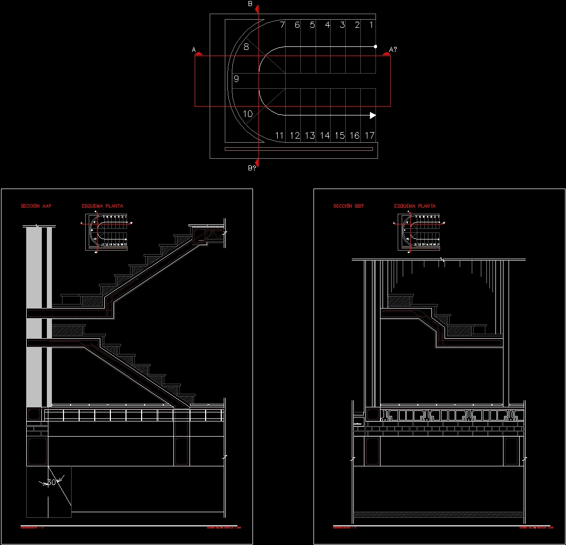 Double-L Stair Details DWG Section for AutoCAD • Designs CAD
