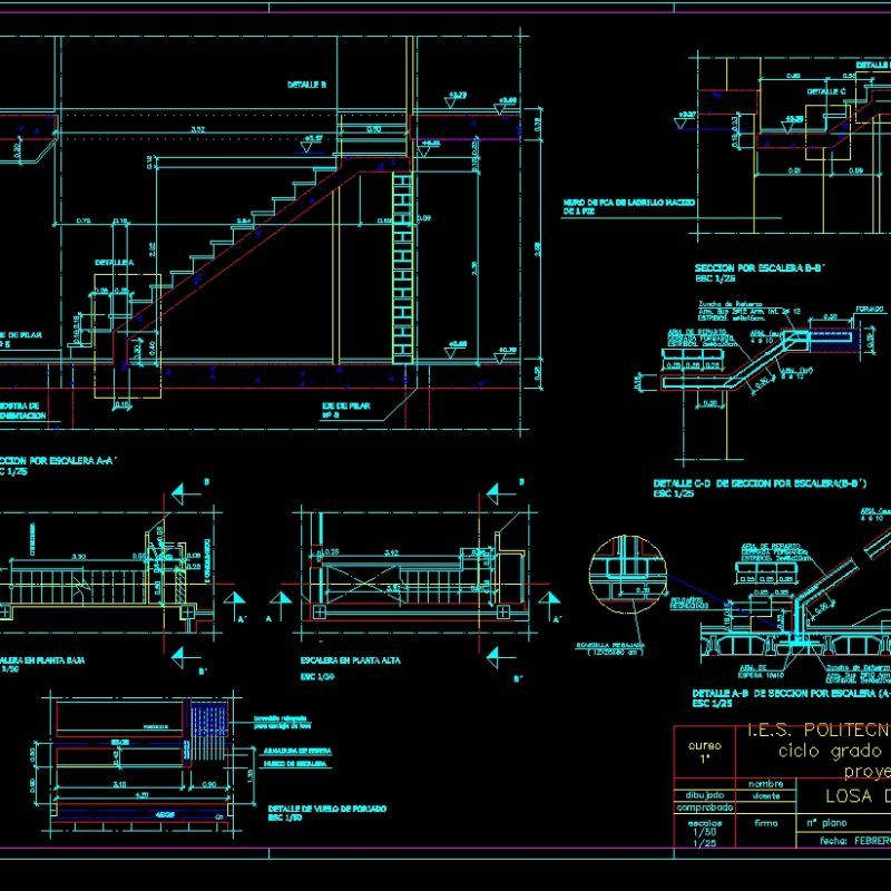 Ferro -Concrete Stair Details DWG Detail for AutoCAD • Designs CAD