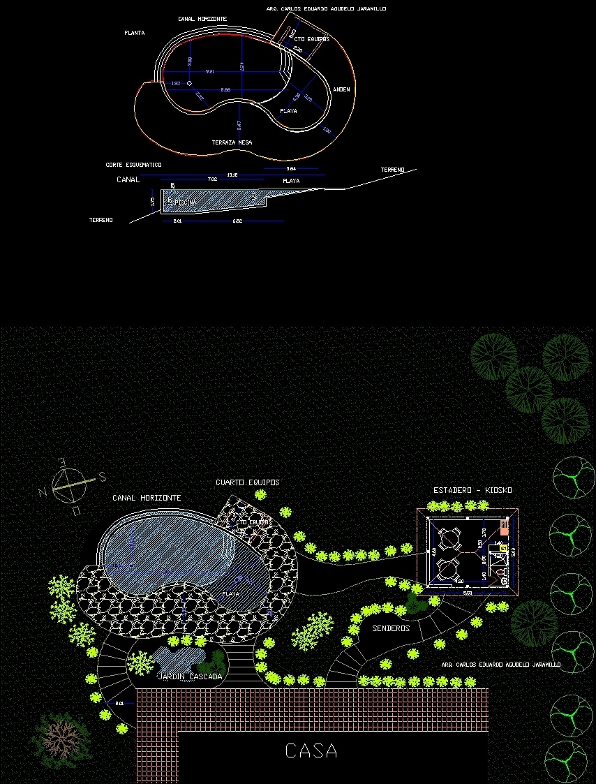 Kidney Swimming Pool DWG Section for AutoCAD • Designs CAD