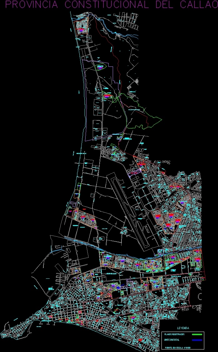 Map Callao District, Lima Metro, Peru DWG Block for AutoCAD • Designs CAD