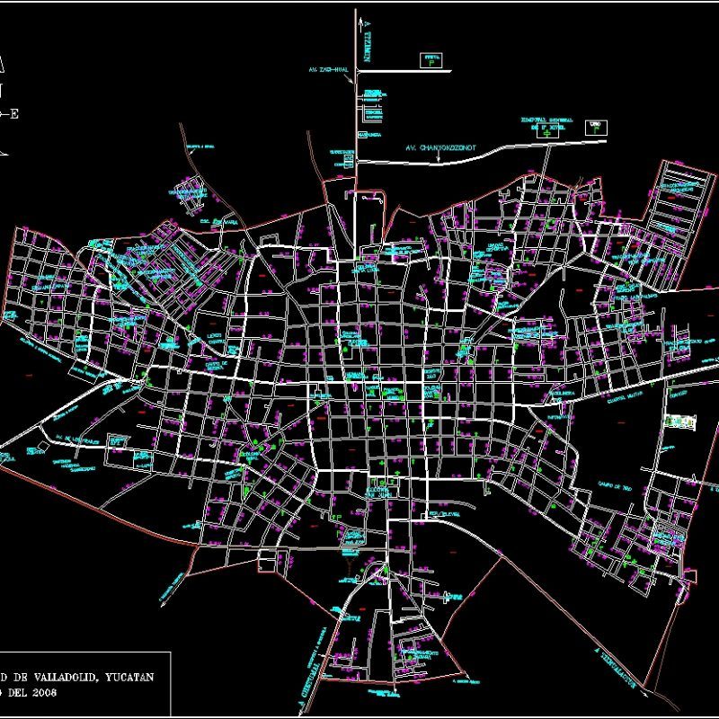 Map Valladolid, Yucatan DWG Block for AutoCAD • Designs CAD