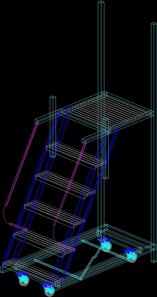 Metallic Mobile Stairway 3D DWG Model for AutoCAD • Designs CAD