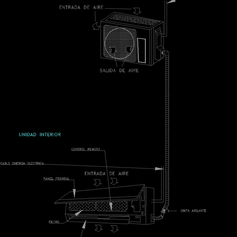 Minisplit Air Conditioner DWG Detail for AutoCAD • Designs CAD