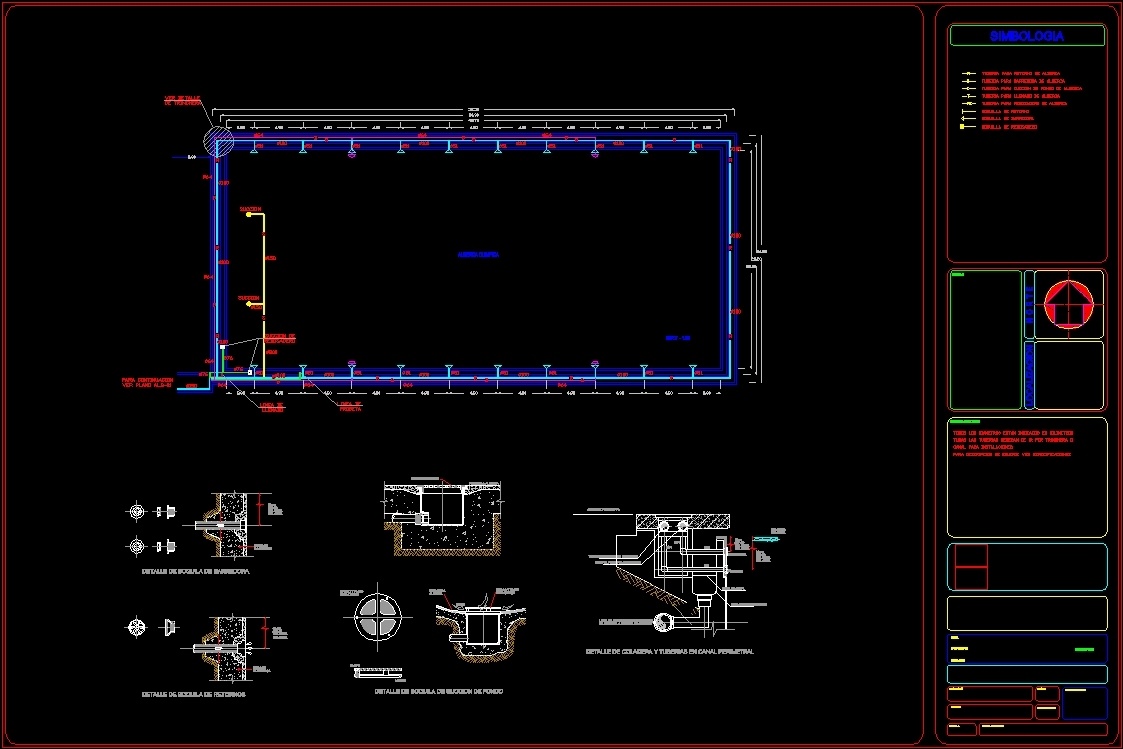 Pool - Semi Olimpic Reservoir Trench DWG Detail for AutoCAD • Designs CAD