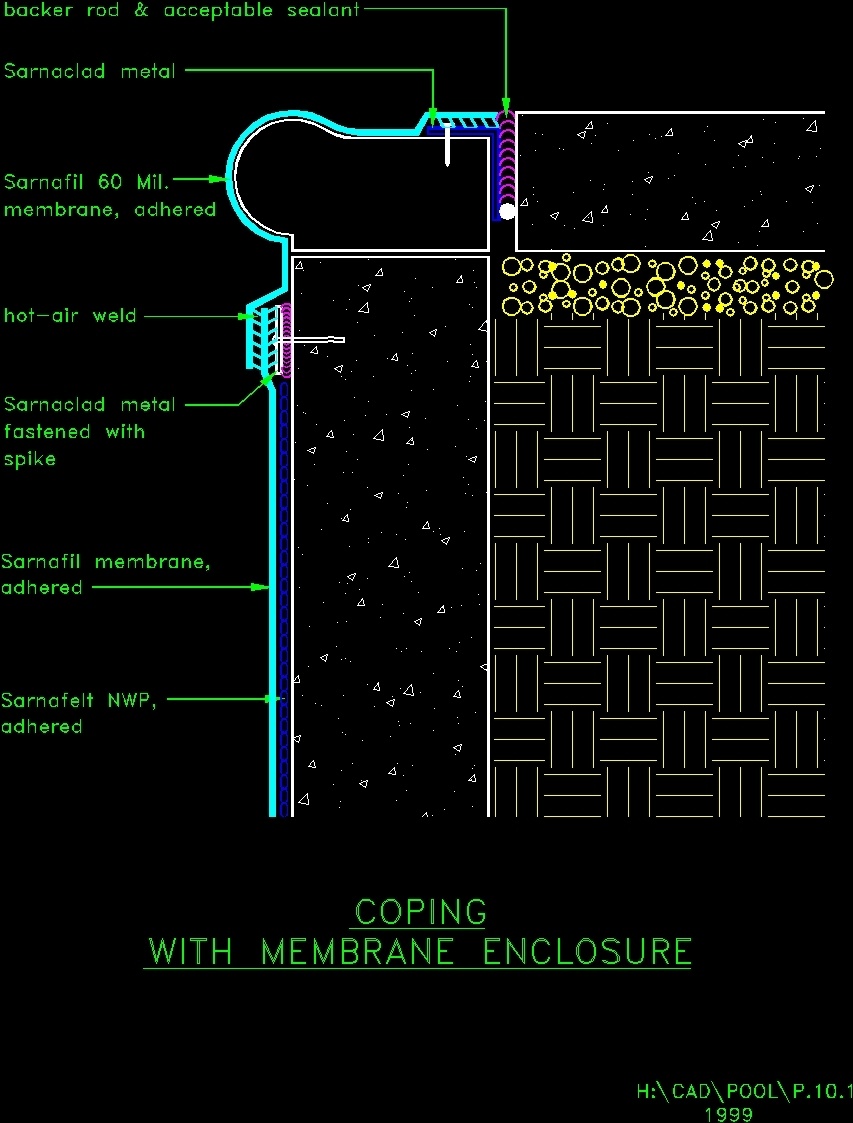 Pools - Membrane Placement - Detail Of Superior Border DWG Detail for ...