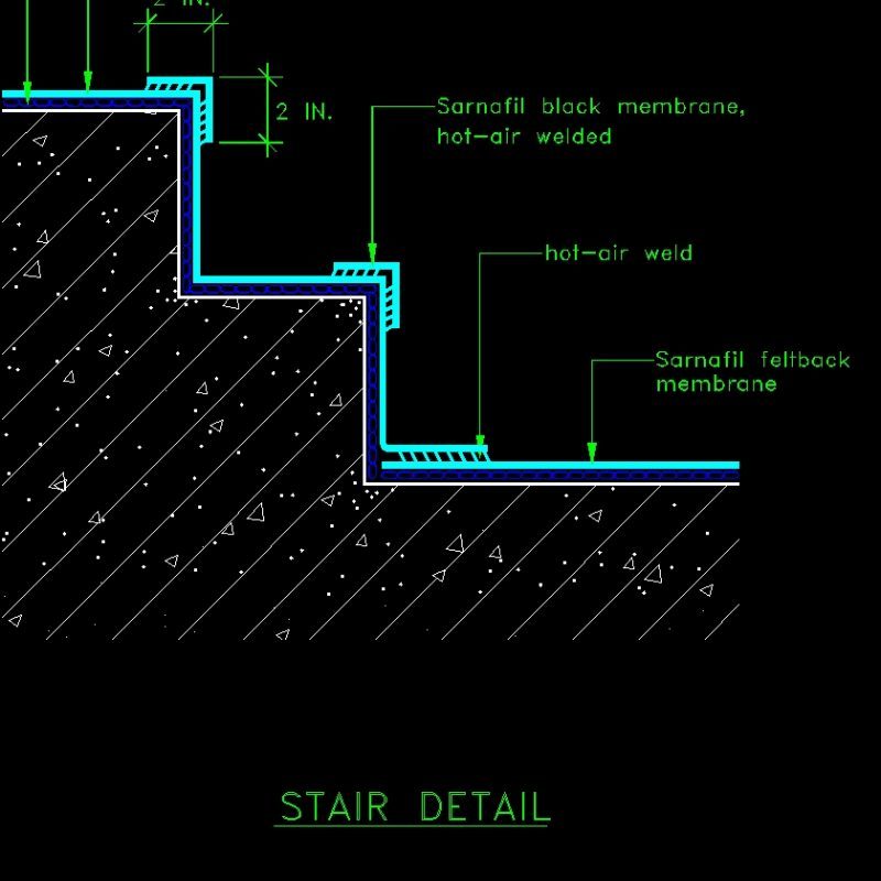 Pools - Membrane Placement - Stair Detail - DWG Detail for AutoCAD ...
