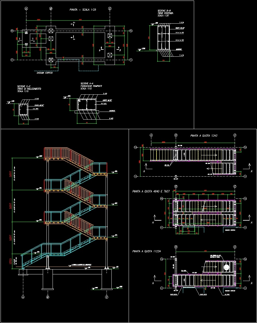 Security ´Steel Stairway DWG Section for AutoCAD • Designs CAD