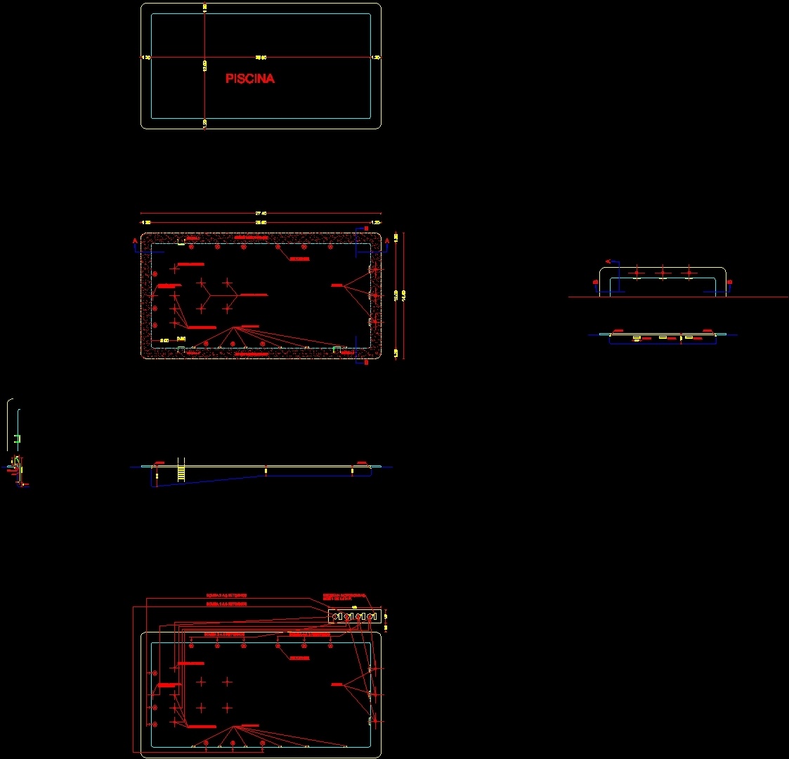 Semi Olimpyc Swimming Pool DWG Detail for AutoCAD • Designs CAD