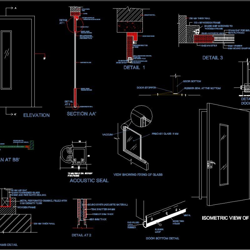 Sound Proof Door DWG Section for AutoCAD • Designs CAD