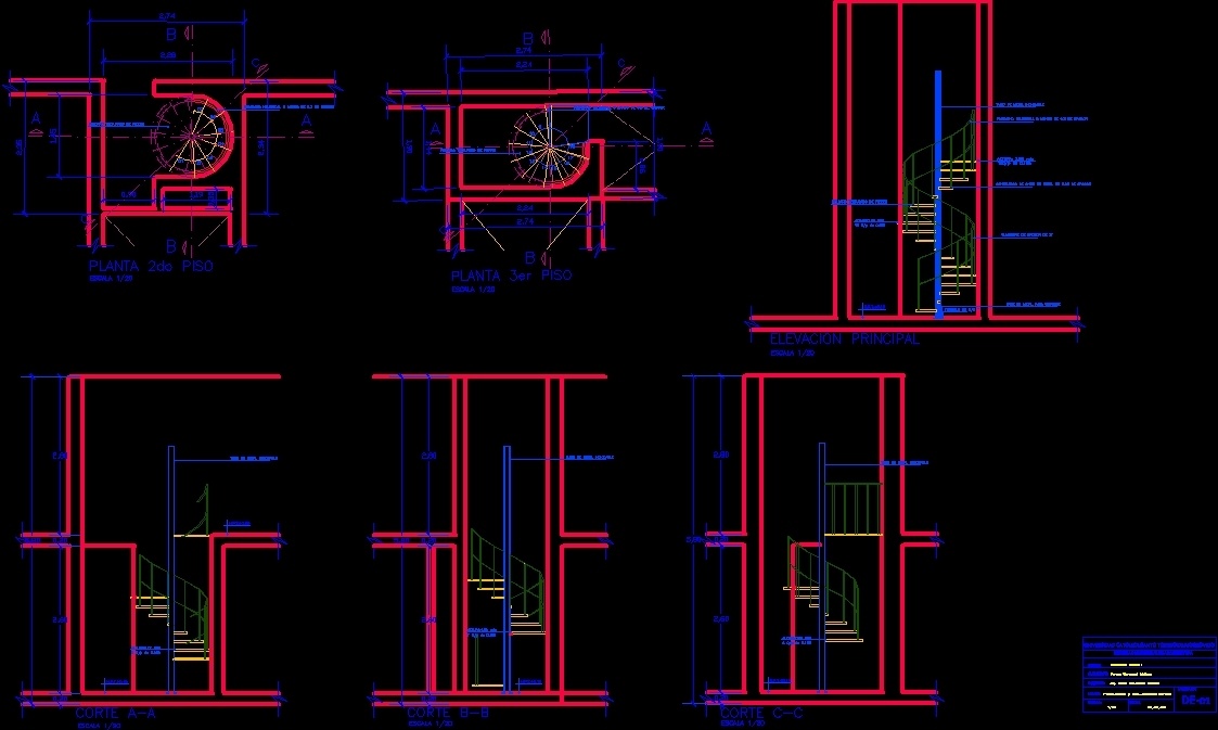 Spiral Staircase - Detail DWG Detail for AutoCAD • Designs CAD