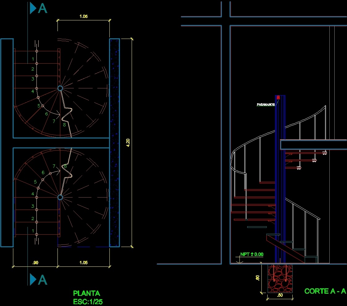 Spiral Staircase DWG Block for AutoCAD • DesignsCAD