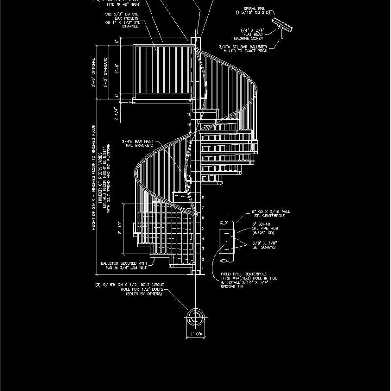 Spiral Staircase DWG Detail for AutoCAD • Designs CAD