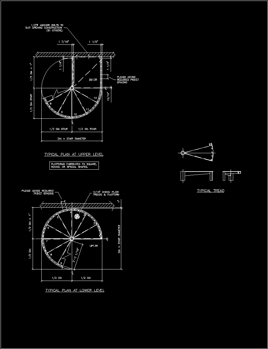 Spiral Staircase DWG Detail for AutoCAD  Designs CAD