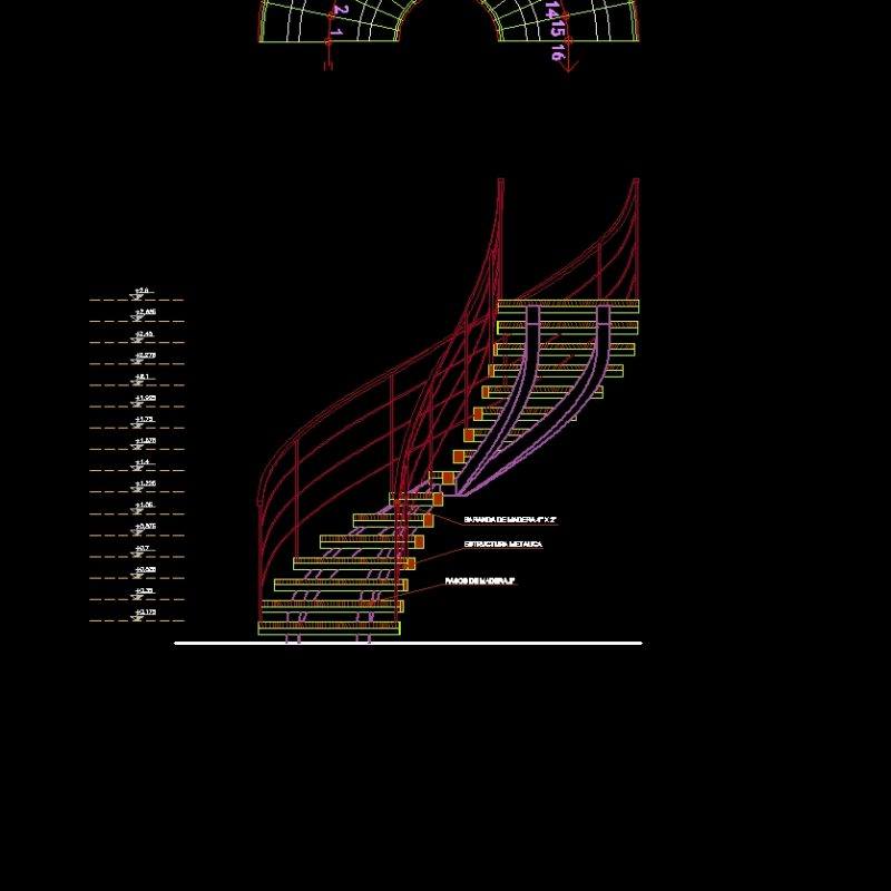 Spiral Staircase DWG Elevation for AutoCAD • Designs CAD